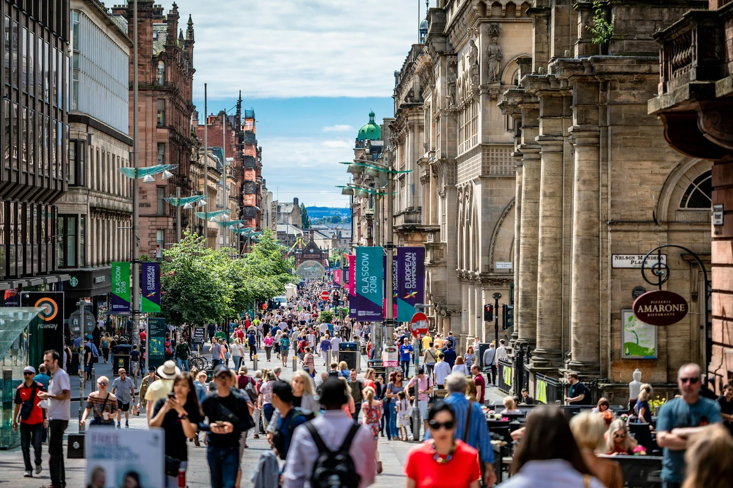 A busy Streetify high street in a council area.